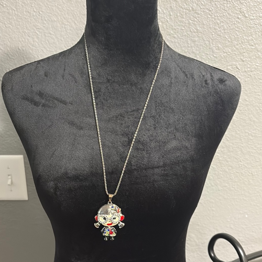 BETSEY JOHNSON black Silver Pendant Necklace